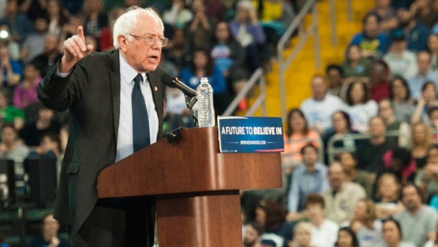 Le candidat aux primaires démocrates Bernie Sanders lors d'une réunion publique dans l'Etat du Missouri le 14 mars 2016