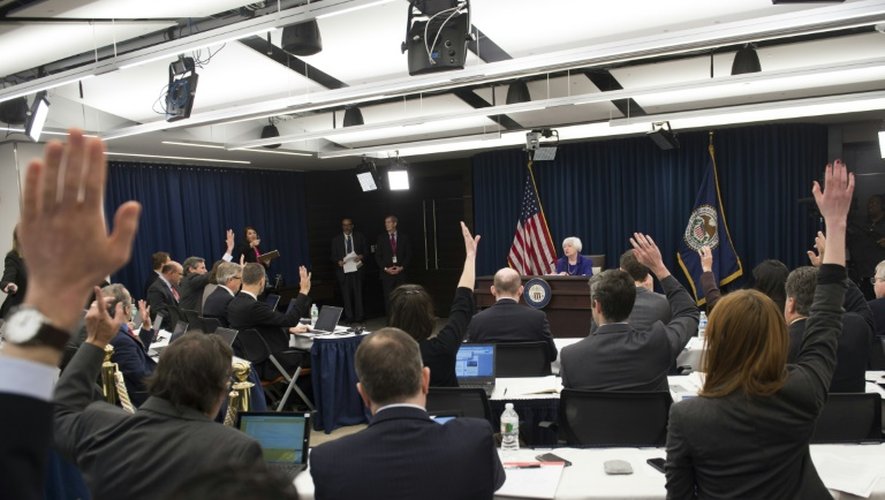 Conférence de presse de la présidente de la Fed, Janet Yellen, à Washington, le 16 décembre 2015