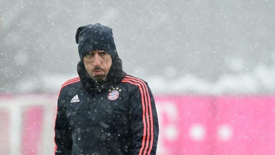 Le milieu de terrain offensif du Bayern Franck Ribéry à l'entraînement, le 15 mars 2016 à Munich