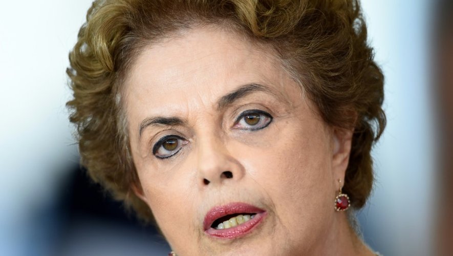 La présidente brésilienne Dilma Rousseff à  Brasilia le 16 mars 2016