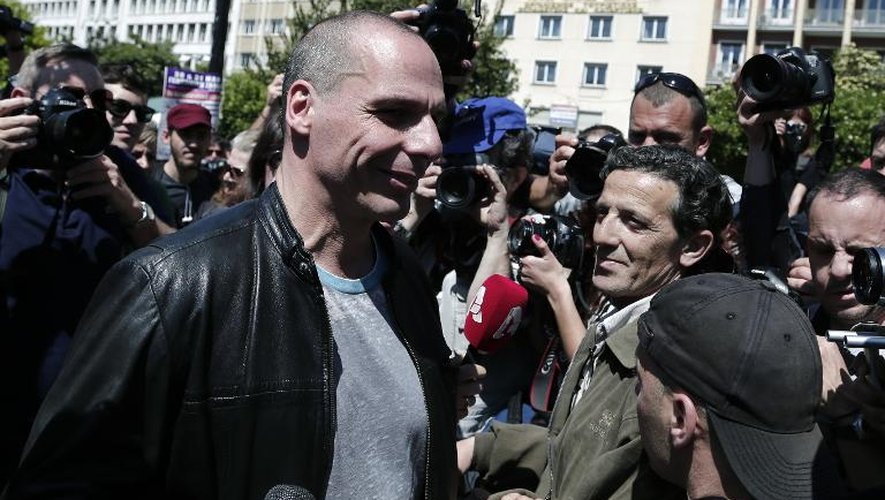 Le ministre grec des Finances, Yanis Varoufakis, lors des manifestations du 1er mai 2015 à Athènes