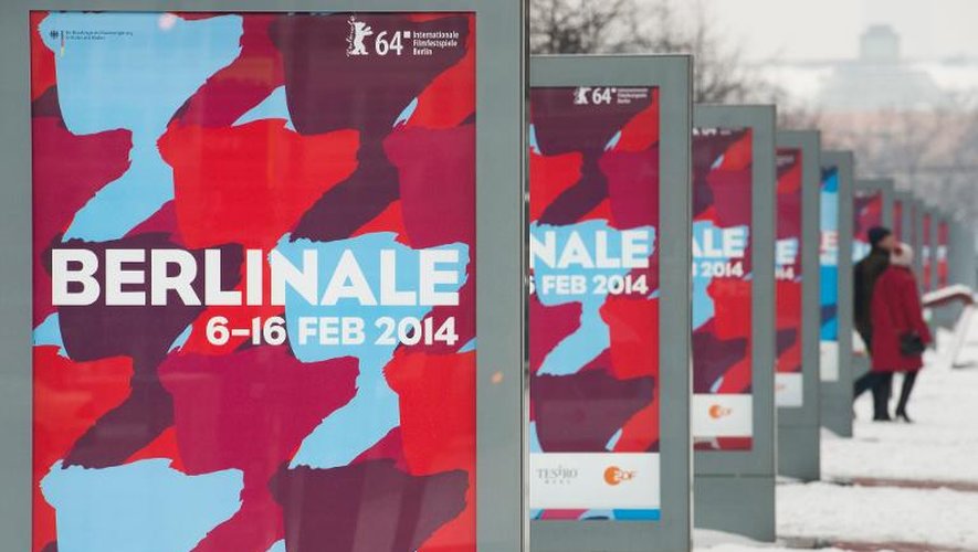 Des panneaux annonçant la 64e Berlinale à Berlin le 28 janvier 2014