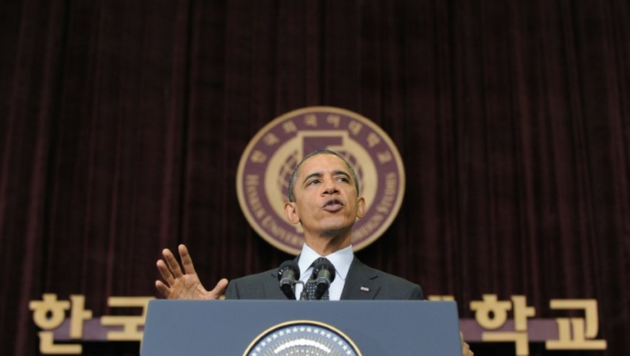 Le président américain Barack Obama, lors d'un discours sur la sécurité nucléaire à Séoul, en Corée du Sud, le 26 mars 2012