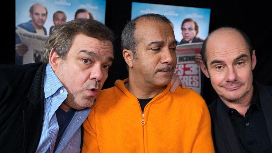 Les Inconnus, de gauche à droite Didier Bourdon, Pascal Legitimus et Bernard Campan, à Paris le 4 février 2014