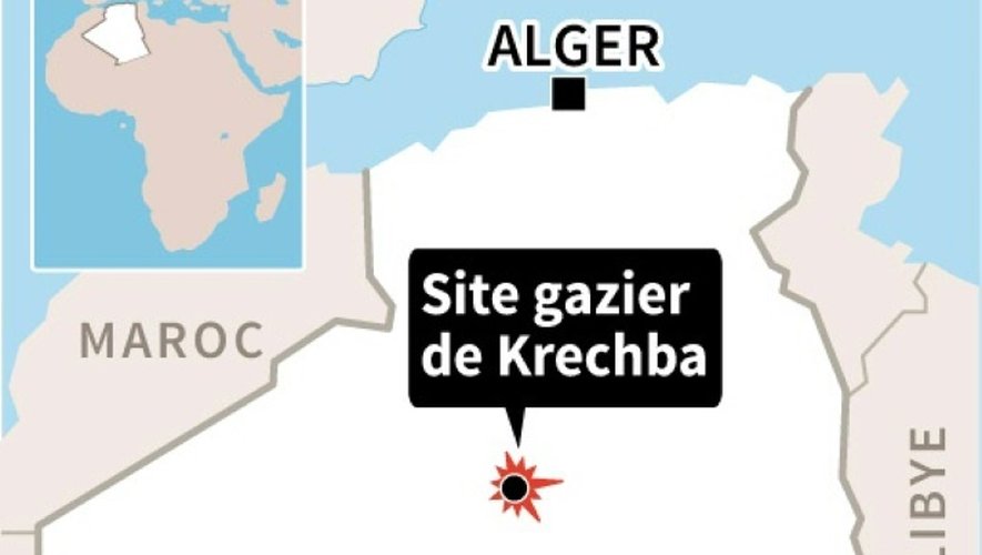 Carte de situation: des jihadistes ont attaqué à la roquette un site gazier à Krechba, exploité par des firmes étrangères, dans le sud de l'Algérie