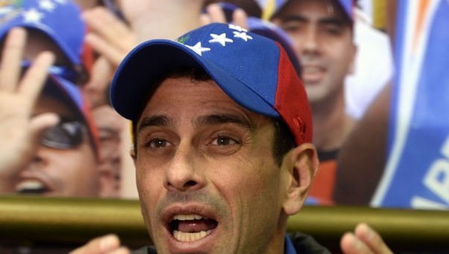 Le chef de l'opposition Henrique Capriles lors d'un entretien à l'AFP,  le 15 mai 2013 à Caracas