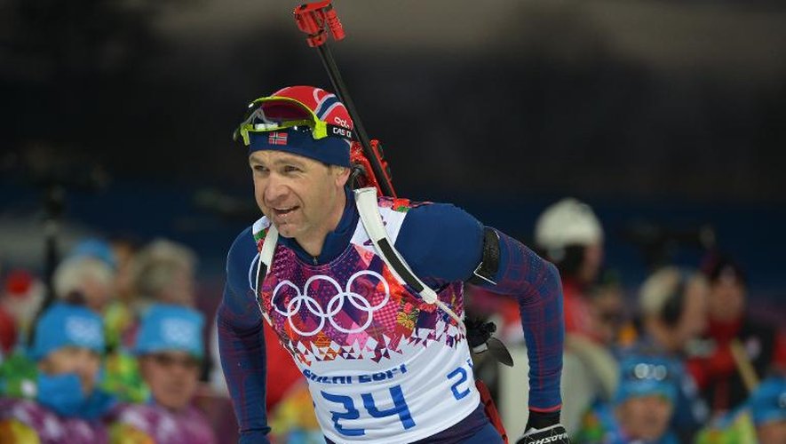 Le biathlète norvégien Ole Einar Bjoerndalen lors du sprint des JO de Sotchi, le 8 février 2014