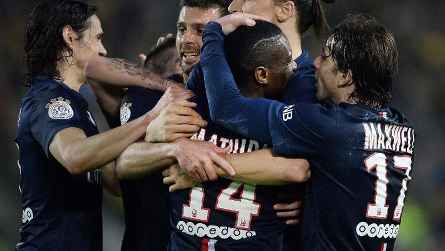 Le joie des joueurs du PSG après le but de Blaise Matuidi, le 3 mai 2015 à Nantes