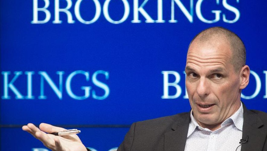 Le ministre grec des finances Yanis Varoufakis lors de la réunion de printemps du FMI et de la Banque mondiale le 16 avril 2015 à Washington