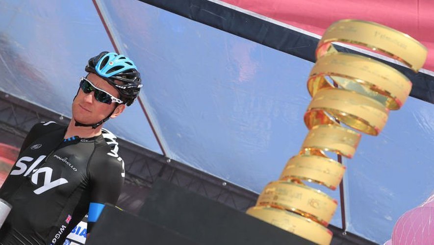 Le coureur cycliste britannique Bradley Wiggins sur le Tour d'Italie, le 14 mai 2013