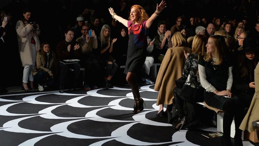 Diane von Furstenberg à l'issue de son défilé le 9 février 2014 à New York