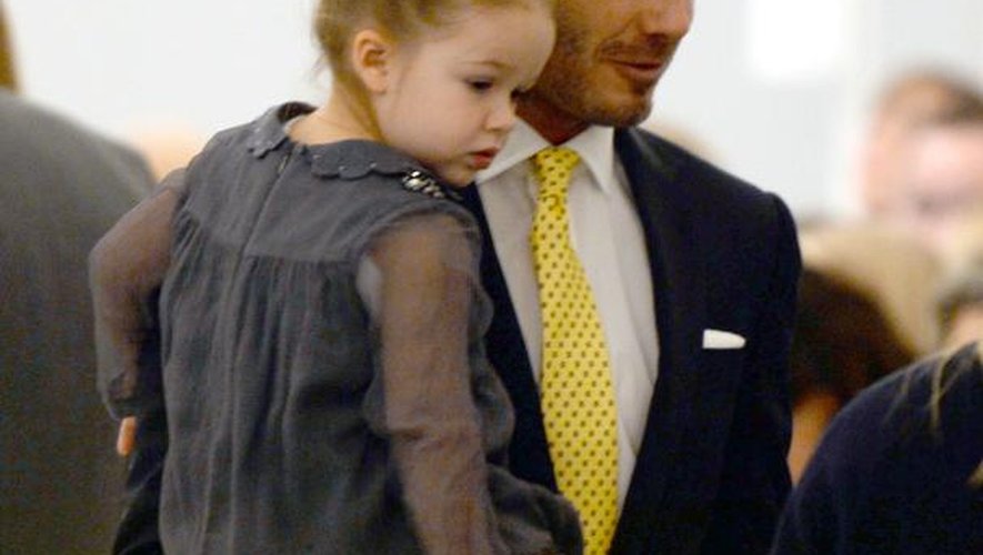 David Beckham et sa fille Harper au défilé Victoria Beckham, le 9 février 2014 à New York