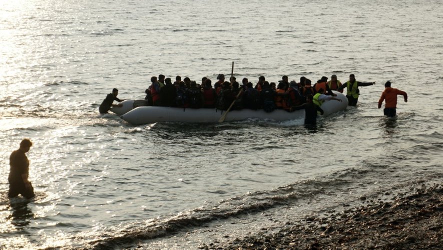 Arrivée de migrants sur l'île de Lesbos le 20 mars 2016 provenant de Turquie