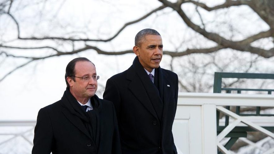 Barack Obama et François Hollande à la résidence de Thomas Jefferson, le 10 février 2014 à Monticello, en Virginie