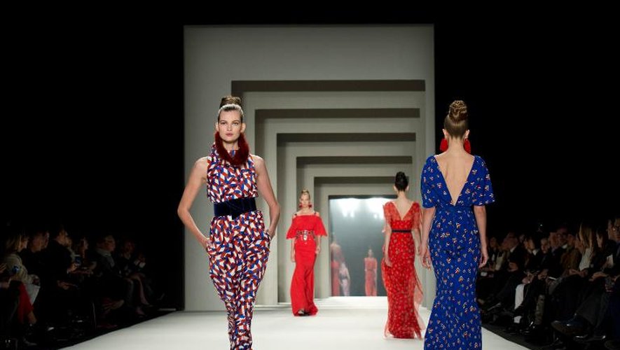 Des modèles de la créatrice Caroline Herrera lors de la Fashion week de New York, le 10 février 2014