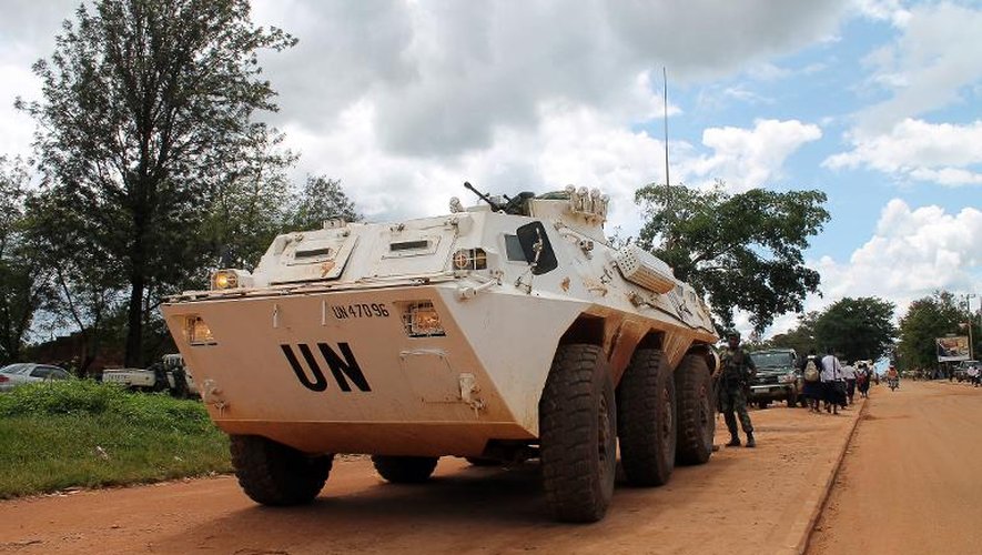 Un véhicule de l'ONU patrouille à Beni, dans l'est de la RDC, le 23 octobre 2014