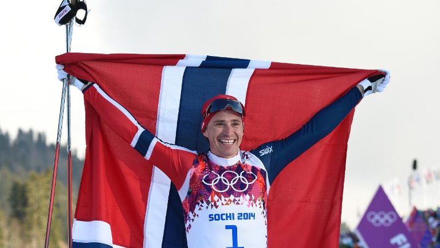 Le Norvégien Ola Vigen Hattestad, vainqueur du sprint en ski de fond, le 11 février 2014 aux JO de Sotchi