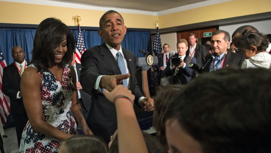 Le président Barack Obama et sa femme Michelle à l'ambassade américaine le 20 mars 2016 à La Havane