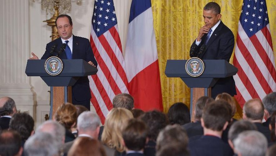 François Hollande durant une conférence de presse avec Barack Obama, le 11 février 2014 à la Maison Blanche