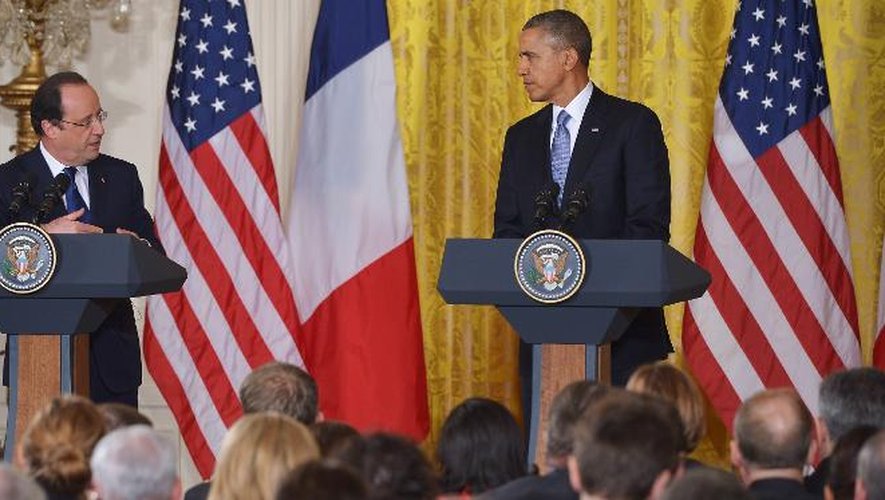 François Hollande s'exprime durant une conférence de presse conjointe avec Barack Obama, le 11 février 2014 à la Maison Blanche