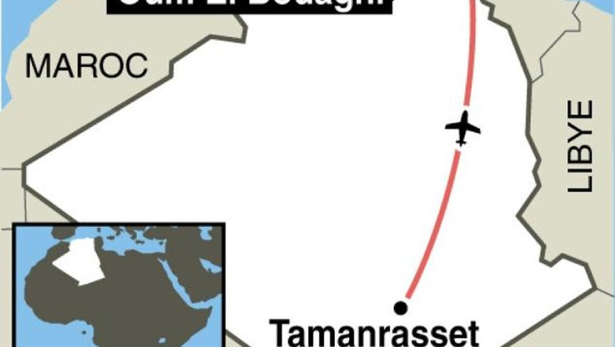 Carte de la localisation du crash d'un avion militaire en Algérie mardi
