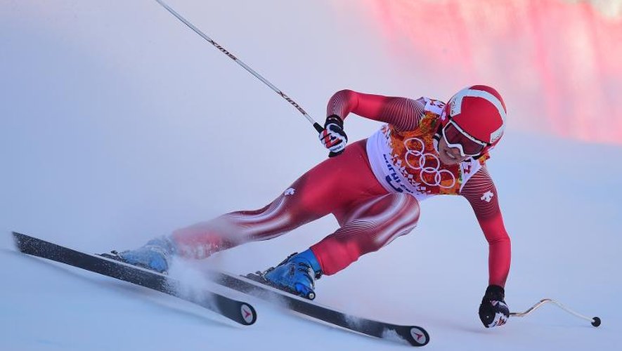 La Suissesse Dominique Gisin pendant la descente olympique le 12 février 2014 à Sotchi