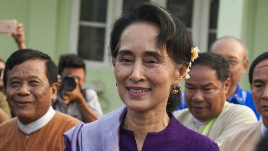 La prix Nobel de la paix Aung San Suu Kyi, le 14 mars 2016 à Naypyidaw