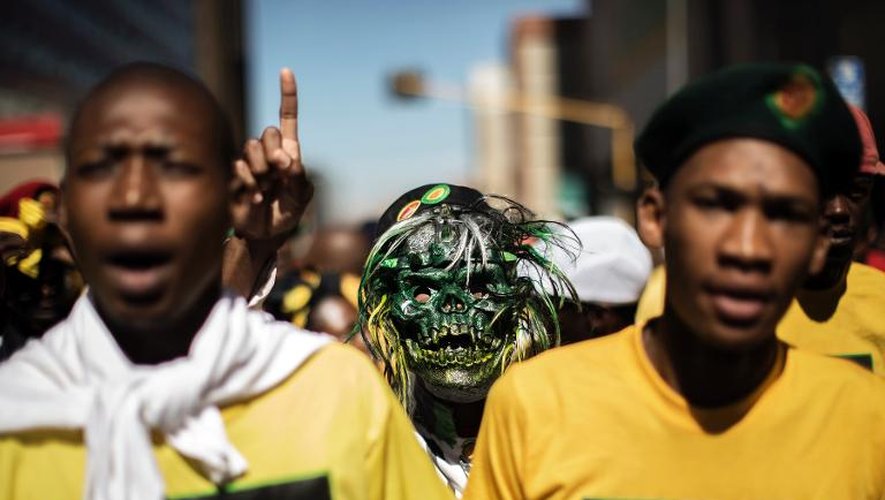 Membres de l'ANC manifestant contre l'Alliance démocratique à Johannesburg, le 12 février 2014