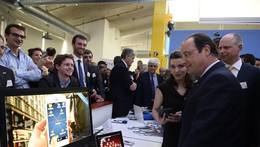 Le président François Hollande  visite les start-up françaises à la Silicon Valley, le 12 février 2014 à San Francisco, en Californie