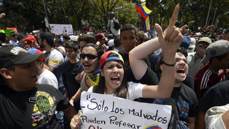 Manifestation contre le gouvernement du président vénézuélien, Nicolas Maduro, le 12 février 2014 à Caracas