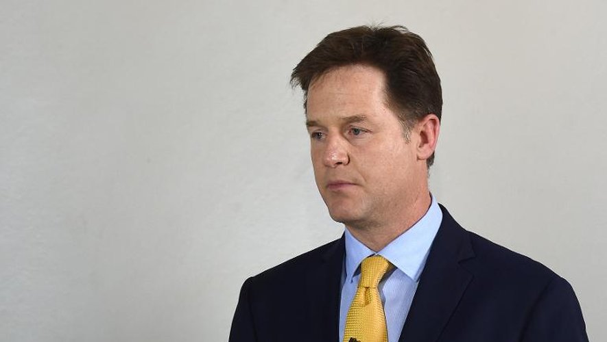 Le leader des libéraux-démocrates Nick Clegg, lors d'une conférence de presse vendredi à Londres