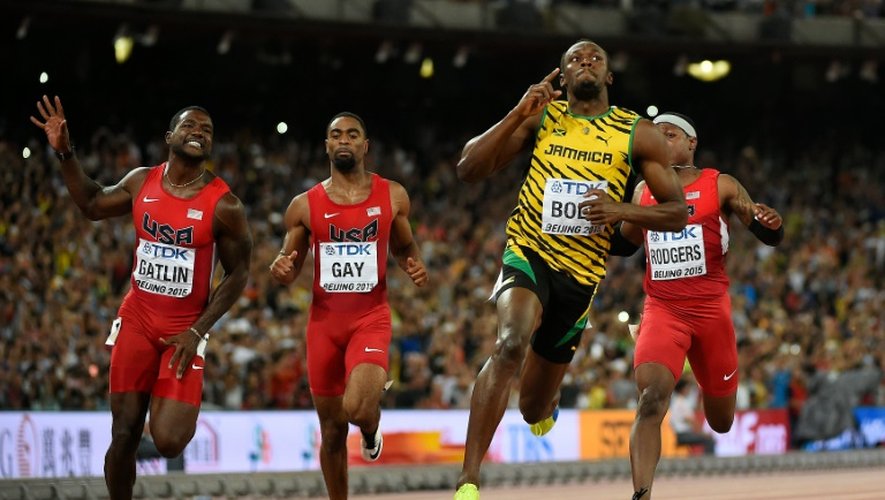 Usain Bolt lors des Mondiaux-2015 à Pekin, le 23 août 2015