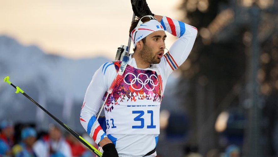 Le biathlète Martin Fourcade lors du 20 km olympique, le 13 février 2014 à Rosa Khoutor près de Sotchi