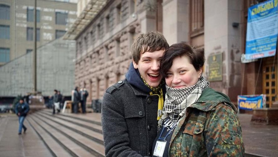Iaroslava (d), 21 ans et Stas, 18 ans, le 13 février 2014 à Kiev