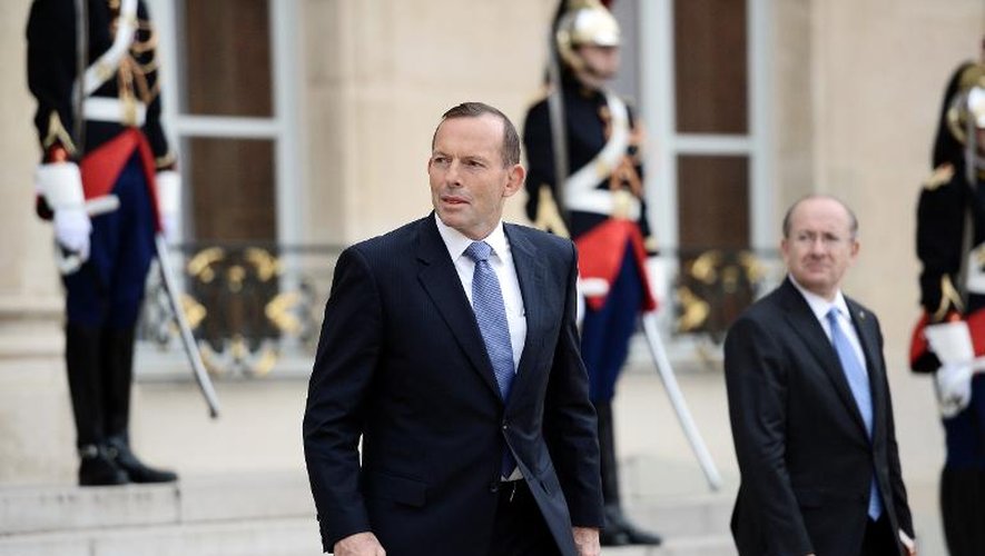 Le Premier ministre australien Tony Abbott au Palais de l'Elysée à Paris, le 27 avril 2015