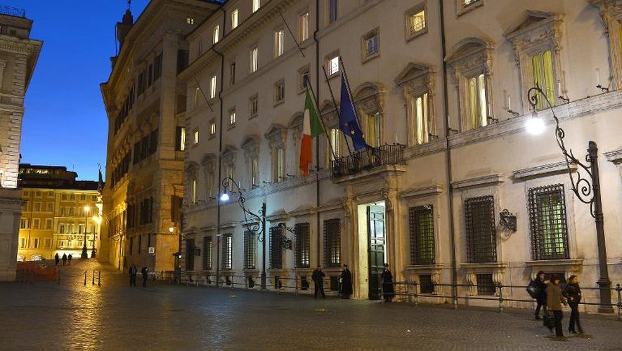 Le palais Chigi, siège du gouvernement, le 14 février 2014 à Rome