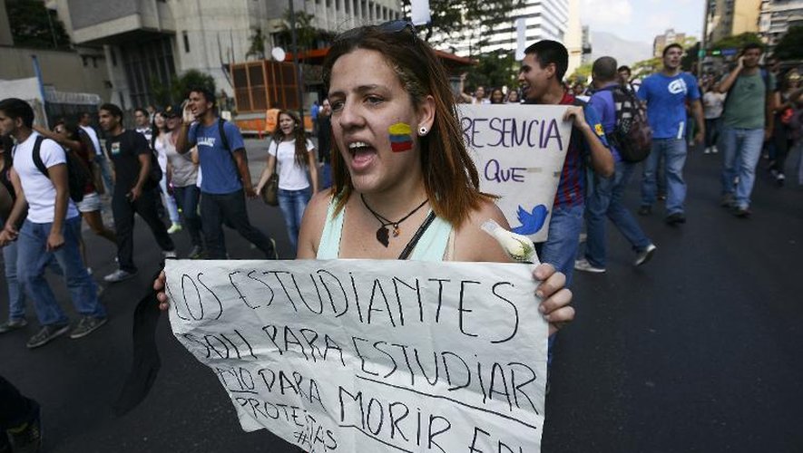 Manifestation d'étudiants contre le pouvoir le 14 février 2014 à Caracas