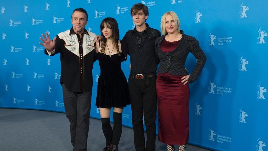 L'équipe du film "Boyhood", avec de g à d, Richard Linklater, Lorelei Linklater, Ellar Coltrane et Patricia Arquette, le 13 février 2014 à la Berlinale