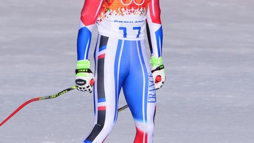 Alexis Pinturault pendant l'épreuve de descente du super-combiné des JO, le 14 février 2014 à Sotchi