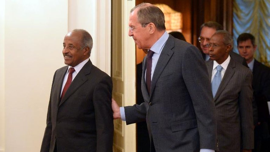 Sergei Lavrov recevant so homologue erythréen Osman Mohammed Saleh le 17 février 2014 à Moscou