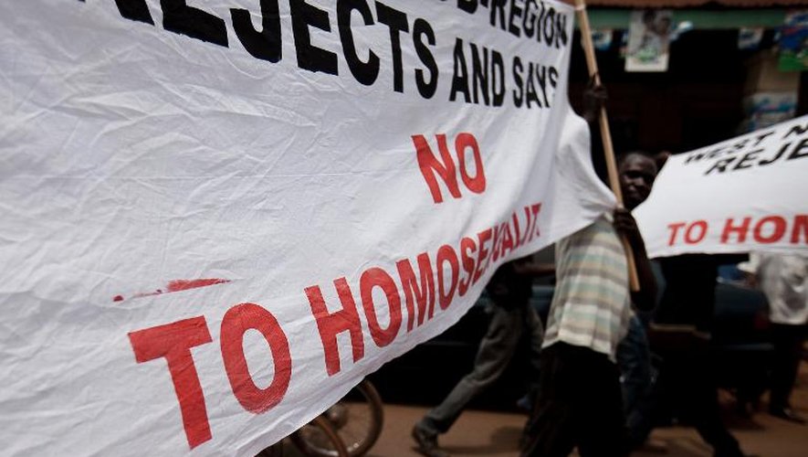 Le 14 février 2014 à Jinja, Kampala, une manifestation anti-gay