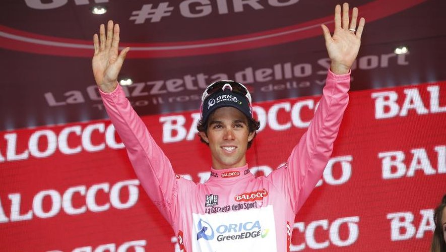 Le maillot rose du Tour d'Italie, Michael Matthews, vainqueur de la 3e étape, le 11 mai 2015 à Sestri Levante