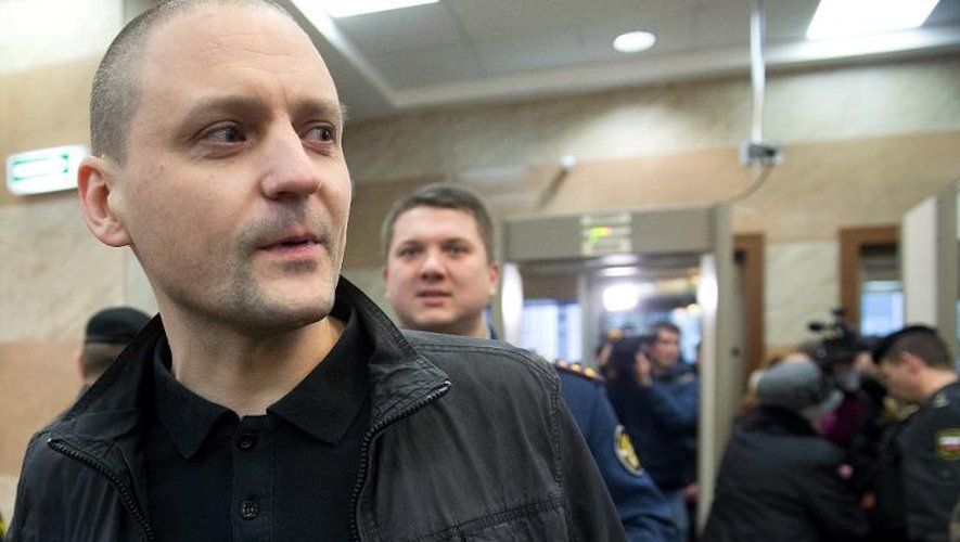 Sergueï Oudaltsov à son arrivée au tribunal le 18 février 2014 à Moscou