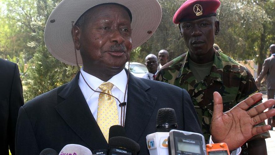 Le président ougandais Yoweri Museveni à Juba, le 30 décembre 2013