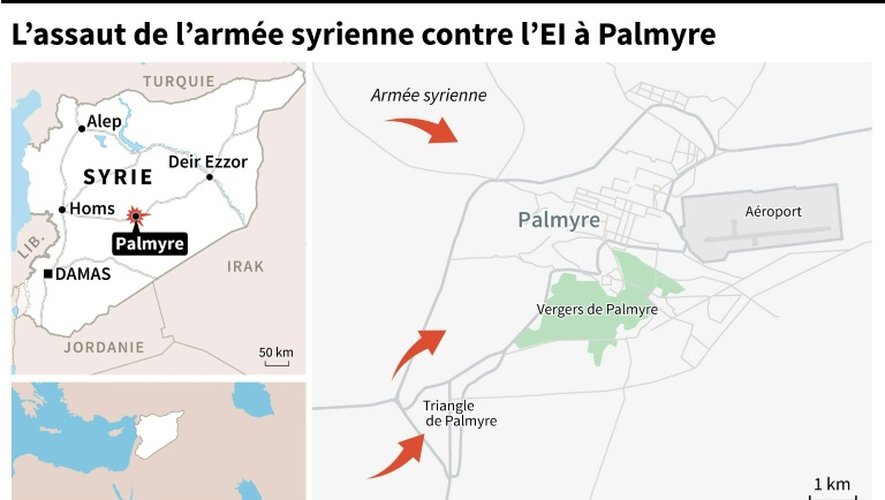 L'assaut de l'armée syrienne contre l'EI à Palmyre