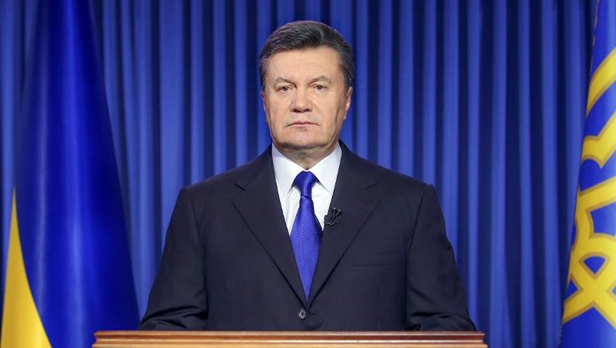 Le président ukrainien Viktor Ianoukovitch s'adresse à la nation, le 19 février 2014 à Kiev