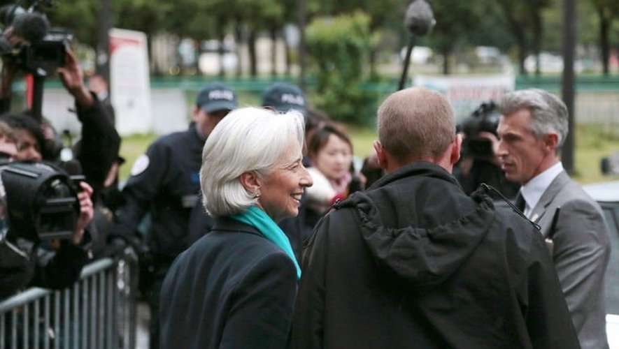 Christine Lagare à la sortie  de la Cour de justice de la République le 23 mai 2013 à Paris