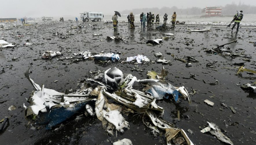 Le site de l'accident du Boeing flydubai à Rostov-sur-le-Don, le 19 mars 2016, en Russie