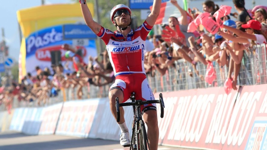 L'Italien Lucas Paolini vainqueur de la 3e étape du Tour d'Italie, le 6 mai 2013 à Marina di Ascea