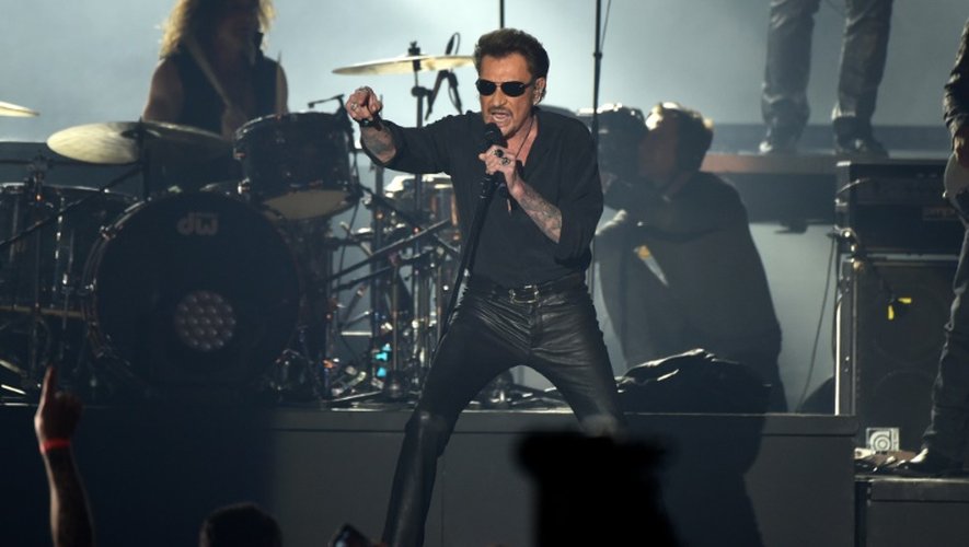 Le chanteur français Johnny Hallyday lors d'un concert à Bruxelles, Belgique, le 26 mars 2016